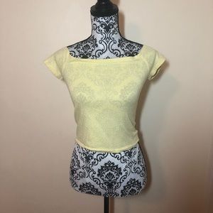 PACSUN Yellow with polka dots off the shoulder top